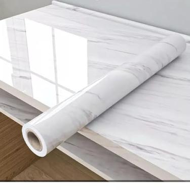Imagem de Papel de Parede Adesivo Brilhante - 3m x 60cm, Ideal para Cozinha, Banheiro e Área de Serviço(Branco 3m x 60cm,2 rolos)
