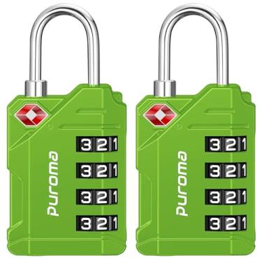 Imagem de Puroma Cadeados de bagagem de viagem aprovados pela TSA, cadeado de código de combinação redefinível de 4 dígitos com corpo de liga de zinco para mala, mochila, bolsa de laptop, armário de academia