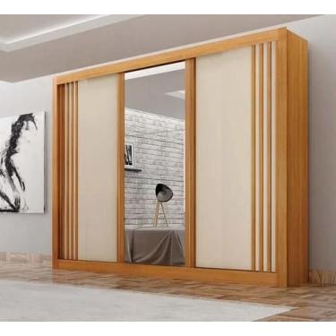 Imagem de Guarda Roupa Milano 3 Pts Com Espelho Cinamomo/Off - Leifer - Leifer M