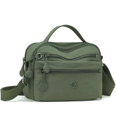 Imagem de Eslcorri Bolsas transversais para mulheres, bolsa de ombro pequena, bolsa simples de nylon com zíper, mini bolsa casual leve, K106-verde, Mini, Casual, esportiva, minimalista