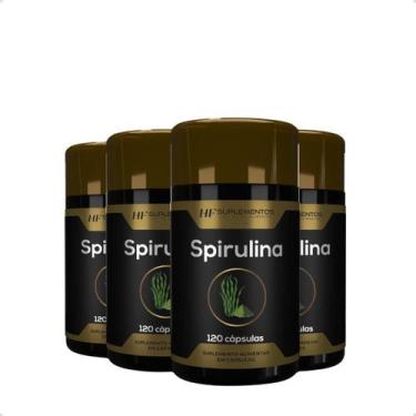 Imagem de 4x spirulina 120 cápsulas hf suplementos