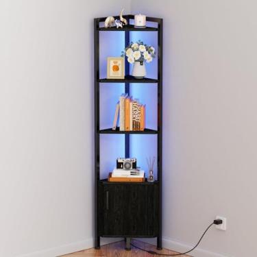 Imagem de Armário de 5 camadas com prateleira de canto com armazenamento e luz L