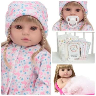 Imagem de Boneca Reborn Recém Nascida Princesa Macacão Flamingo Fofo - Cegonha R