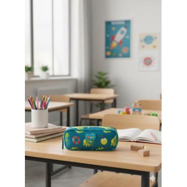 Imagem de Estojo Puket Duplo Jacaré Relax Azul Petroleo