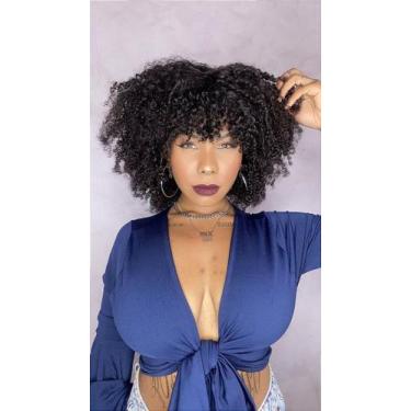 Imagem de Peruca de Cabelo Humano Afro com Miolo Silk Top - 45 cm - Cia dos Cabe