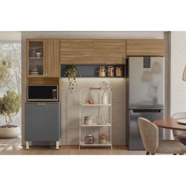 Imagem de Kit de Cozinha Compacta Alba c/ 6 Portas e 1 Nicho 250cm Amendola/Grafito Prime TX - Demóbile