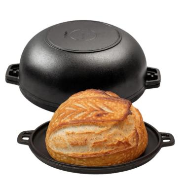 Imagem de Panela Multiuso 4 em 1 - Assadeira para Pão e Churrasco, Chapa Dupla Face de Ferro Fundido Santana