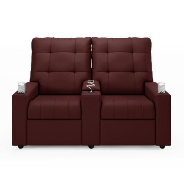Imagem de Poltrona Reclinável Para Cinema Parma 2 Lugares Baú USB Veludo Vinho FH1 - D'Rossi