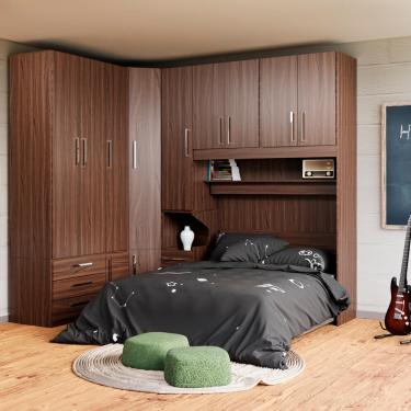 Imagem de Guarda-Roupa de Canto com Espaço para Cama Box Padrão 1218E Branco San Remo