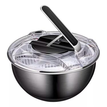 Imagem de Centrifuga Seca Salada Escorredor Secador De Folhas E Verduras 28cm Mimo Style Com Bowl De Aço Inox 3,5 Litros