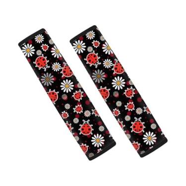 Imagem de HUISEFOR Capa de cinto de segurança Ladybug Pacote com 2 capas confortáveis de cinto de segurança para dirigir, ajuste universal para todos os carros, SUVs, caminhões, acessórios automotivos presente