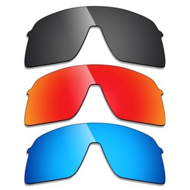 Imagem de Alphax 3 pares de lentes polarizadas de substituição para óculos de sol Oakley Sutro Lite S OO9496 - preto + azul + vermelho