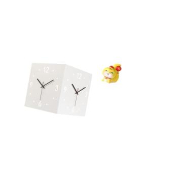 Imagem de Fenteer Relógio de Parede Quadrado Moderno de Dupla Face com Estátua de Cobra de Desenho Animado, Ornamento de Mesa de Resina, Relógio Decorativo Silencioso P