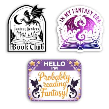 Imagem de Conjunto de 3 peças Hello I'm Probably Reading Fantasy Readers Book Club in My Fantasy Era Adesivo Quarta Asa Clube do Livro Dragão Impermeável 5 cm Vinil Recortado para Garrafa de Água Laptop
