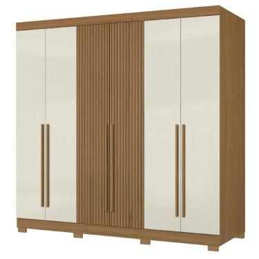 Imagem de Guarda Roupas Casal Detalhe Ripado 3D Com 6 Portas 2 Gavetas Londres