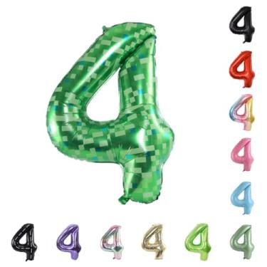 Imagem de Balão grande de hélio com número de hélio de 101 cm para festa de casamento 0-9 (pixel verde, 4)