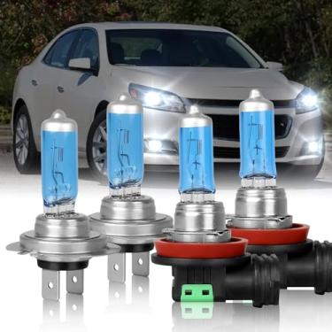 Imagem de IVBDQV Compatível com 2013-2015 para lâmpadas de farol Chevy Malibu, farol alto H7 e H11 farol baixo H7 H11 lâmpadas de farol 300% brilho alto desempenho combo 4 peças