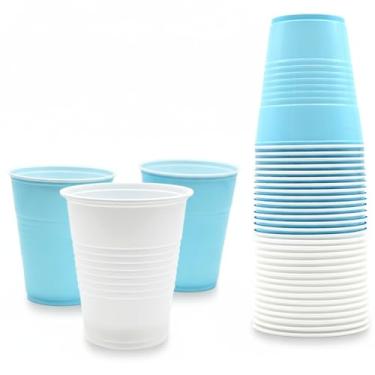 Imagem de Yaure Joy 30 peças de copos de plástico descartáveis de 340 g a granel para chá de bebê, aniversário, formatura, festa, tema de casamento, festa de aniversário (azul claro e branco)