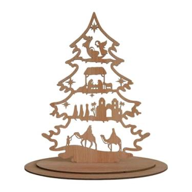 Imagem de shamjina Decoração de Natal Árvore de Natal Centro de Mesa Enfeite de Mesa Placa Decorativa de Madeira para Festa de Inverno na Sala de Estar, Style F