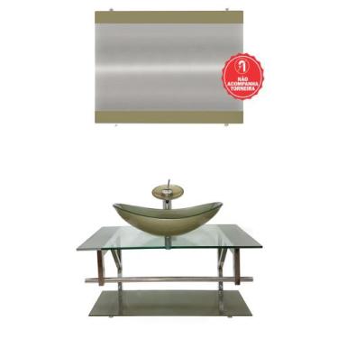 Imagem de Gabinete de Vidro 80cm para Banheiro Dinamarca - EKASA, Champanhe