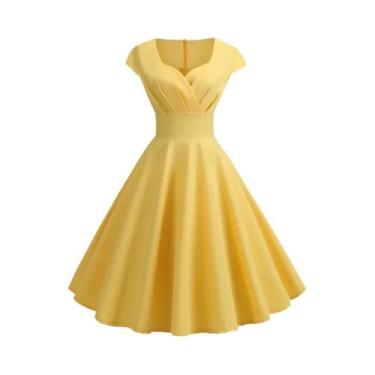 Imagem de Vestido Midi Rosa Vintage - Decote V - Estilo Elegante Retrô para Fest