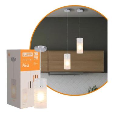 Imagem de 2X Lustre Pendente Moderno Sala Jantar Teto First Gelo E-27