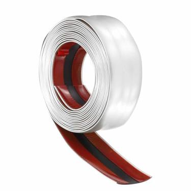 Imagem de HARFINGTON Moldura de acabamento de parede de 5 m x 5 cm, moldura de acabamento de moldagem e colagem, tira de destaque autoadesiva de PVC flexível para parede, teto, piso, armário, azulejo, borda