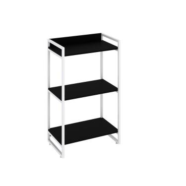 Imagem de Estante Kuadra 60x40x104cm C/03 Prateleiras Preto ônix / Est.branca Preto ônix / Est.branca