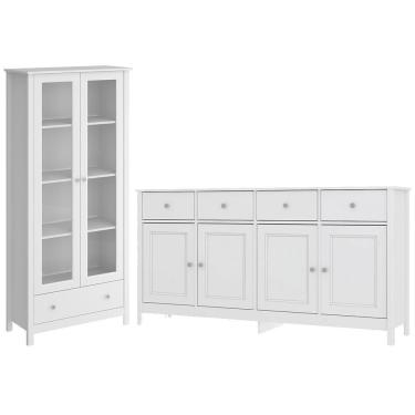 Imagem de Cristaleira 2 Portas Vidro E Balcao Buffet 4 Portas Branco Dtall Branco