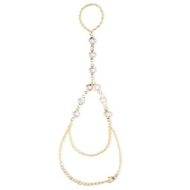 Imagem de Gulietta's Noir Pulseira de mão banhada a ouro 14K para mulheres – Pulseira de anel delicada, joia de mão de ouro ou prata ajustável, acessório minimalista para presente de noiva Boho, One Size, latão