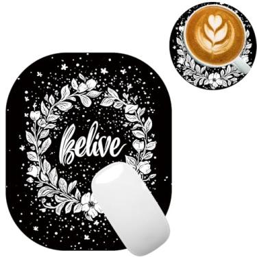 Imagem de TOEMZTFT Mouse pad pequeno, mini mouse pad 15,2 x 17,8 cm, bandeja de teclado para laptop, mouse sem fio, casa, escritório, com base de borracha antiderrapante, tapete de mouse impermeável, grinalda