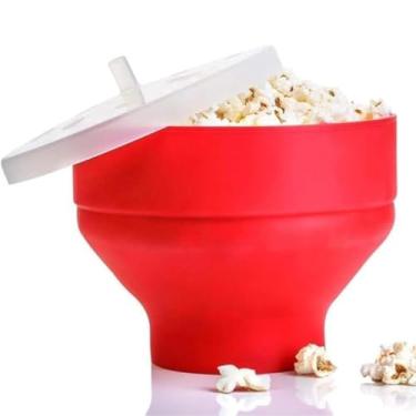 Imagem de Balde de Pipoca em Silicone para Micro-ondas – Pipoqueira Dobrável