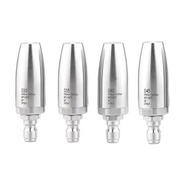 Imagem de KiBcsLic Conjunto de 4 bicos de 12 mm com conexão rápida, peças de reposição e acessórios para lavadora de alta pressão, bico de pulverização rotativa