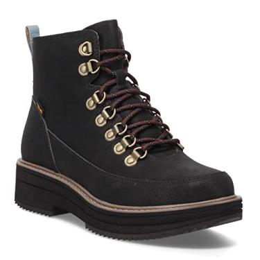 Imagem de Teva Botas femininas de couro de renda de plataforma plana confortáveis e resistentes à água, Preto, 6.5