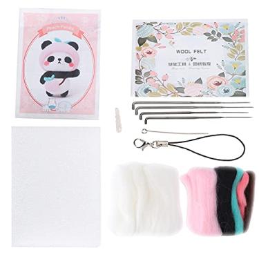 Imagem de Kit de feltragem de agulha Boneca de frutas de lã Conjunto de artesanato feito à mão com agulha de puxão Bancada de espuma Material de lã Artesanato DIY para iniciantes Crianças (119#pêssego pêssego)