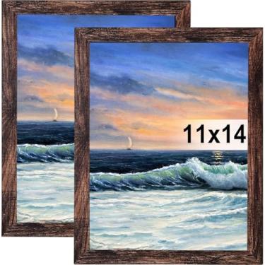 Imagem de LUCKYLIFE Conjunto de 2 porta-retratos 28 x 35,5 cm, feito de vidro real para montagem na parede, marrom