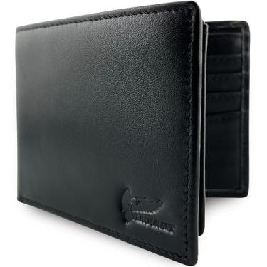 Imagem de VeroCraft Carteira masculina de couro genuíno – Carteira masculina fina com bloqueio RFID com janela para identidade, 10 compartimentos para cartões e bolsos ocultos – Carteira masculina fina