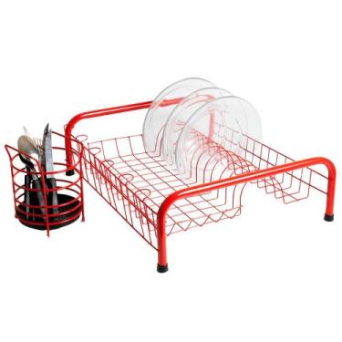 Imagem de Kit Escorredor de Louça Cama Porta Talher 4 cores Rosa Preto - Instare