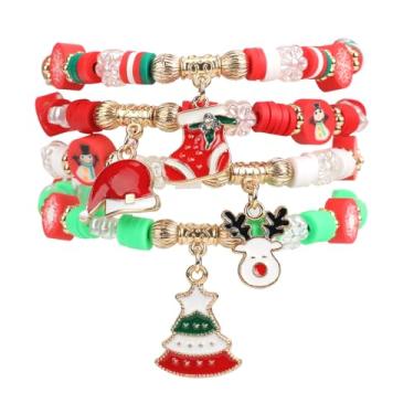 Imagem de DATANSUN Pulseiras de Natal 【Estilo festivo】【Elástico】【Leve】 Presentes de Natal para mulheres/homens, General, Miçanga