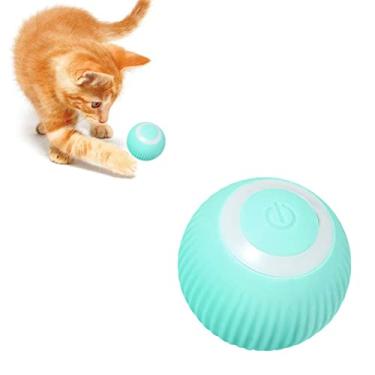 Imagem de Aramox Bolas Interativas de Brinquedos para Gatos Com Luz LED, Bola de Rolamento Automática de Brinquedo para Animais de Estimação Recarregável USB para Gatos Internos, Melhor Teaser (blue)