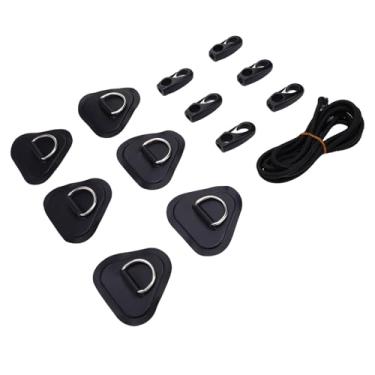 Imagem de UPALDHOU Anéis D para prancha de remo, kit de patch D de reparo de barco inflável com ganchos elásticos para barco, jangada, caiaque, canoa, prancha de surfe (preto)