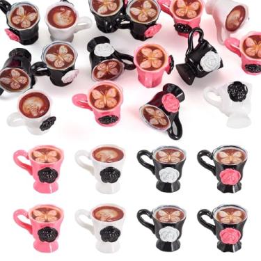 Imagem de Spritewelry Berloques de café de resina 3D fofo imitação de bebida, mini minúsculos pingentes de cappuccino de café para fazer joias, colar faça você mesmo, brinco, pulseira, chaveiro, artesanato