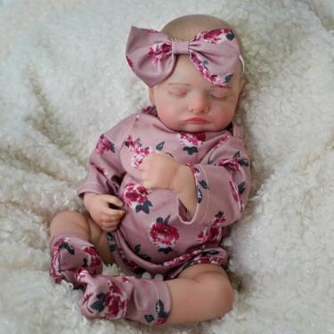 Imagem de Bebê Reborn Boneca Realista Menina Corpo de Silicone 48cm Cabelo Pintado