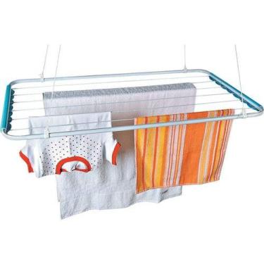 Imagem de Varal De Teto Em Aço Reforçado 90 Cm Prático Branco Grande Cor Varal D