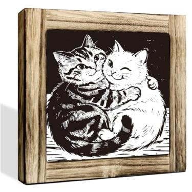 Imagem de Sinal de madeira para o dia dos namorados, letreiros de arte de alegria de férias, decorações festivas do dia dos namorados, placa decorativa de madeira interna (A12)