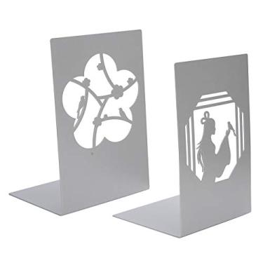 Imagem de Suporte para livros de metal antiderrapante, estilo antigo, estante de mesa, divisor de livros, suprimentos para artesanato, organizador de livros de ferro à prova de ferrugem (Flores desabrocham +