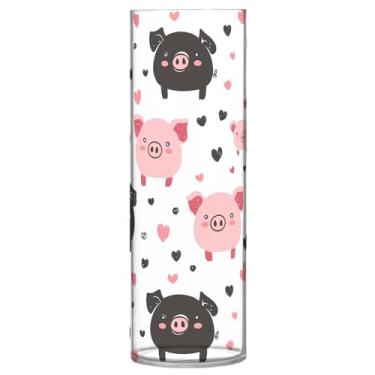 Imagem de Wassud Kawaii Porcos Vaso para Flores Cilindro Plástico Estilo Casa de Fazenda para Decoração de Quartos Centro de Mesa Decoração de Casa Country Chic Estética