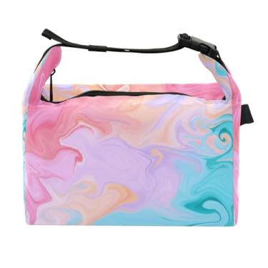 Imagem de STAYTOP Lancheira de tingimento de gravata arco-íris com fivela, lancheira isolada para meninos e meninas, lancheira térmica para trabalho escolar