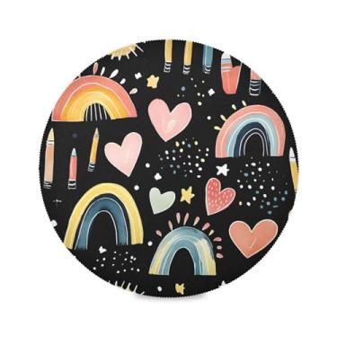 Imagem de xigua Jogo americano redondo arco-íris conjunto de 4 para mesa de jantar, tapetes de mesa antiderrapantes laváveis e resistentes ao calor para decoração de festa, cozinha, jantar