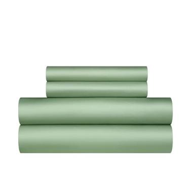 Imagem de YASMENG Conjunto de capa de edredom de cetim 100% algodão de fibra longa verde sálvia tamanho Queen 3 peças de luxo 600 fios algodão puro orgânico durável qualidade hotel conjunto de cama macio sedoso